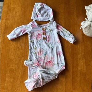 Caden Lane Newborn Tie outfit with matching hat.